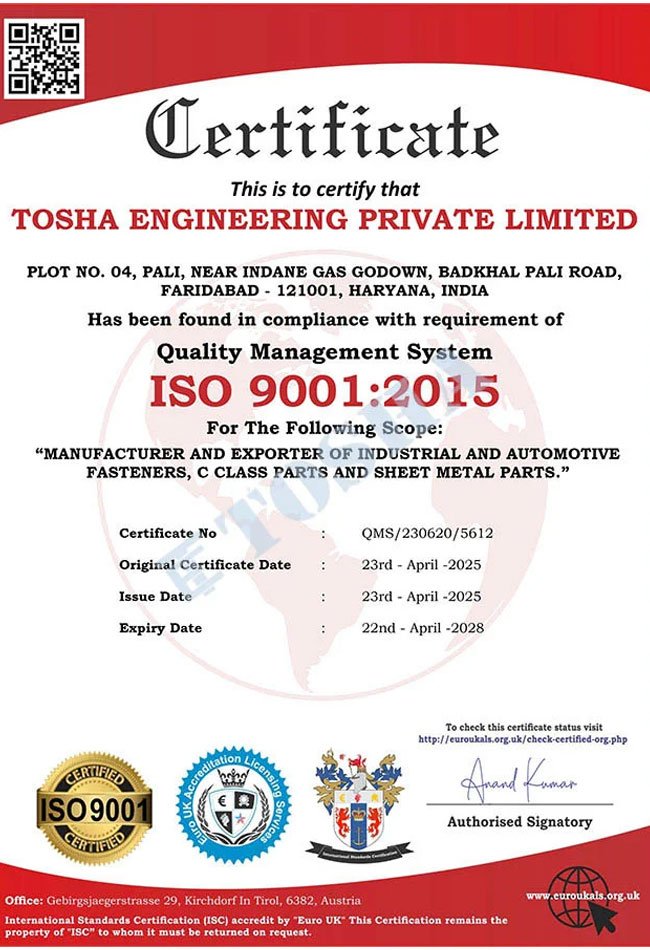 Tosha Certification