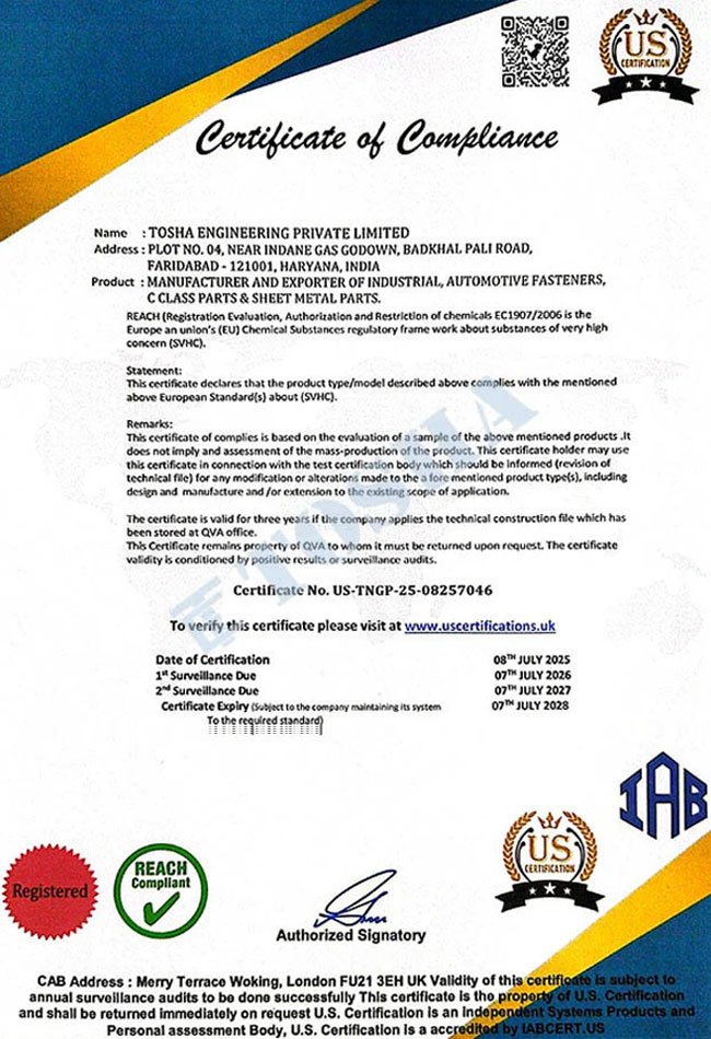 Tosha Certification