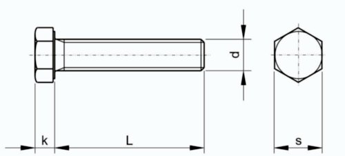 Hexagon bolts and screws